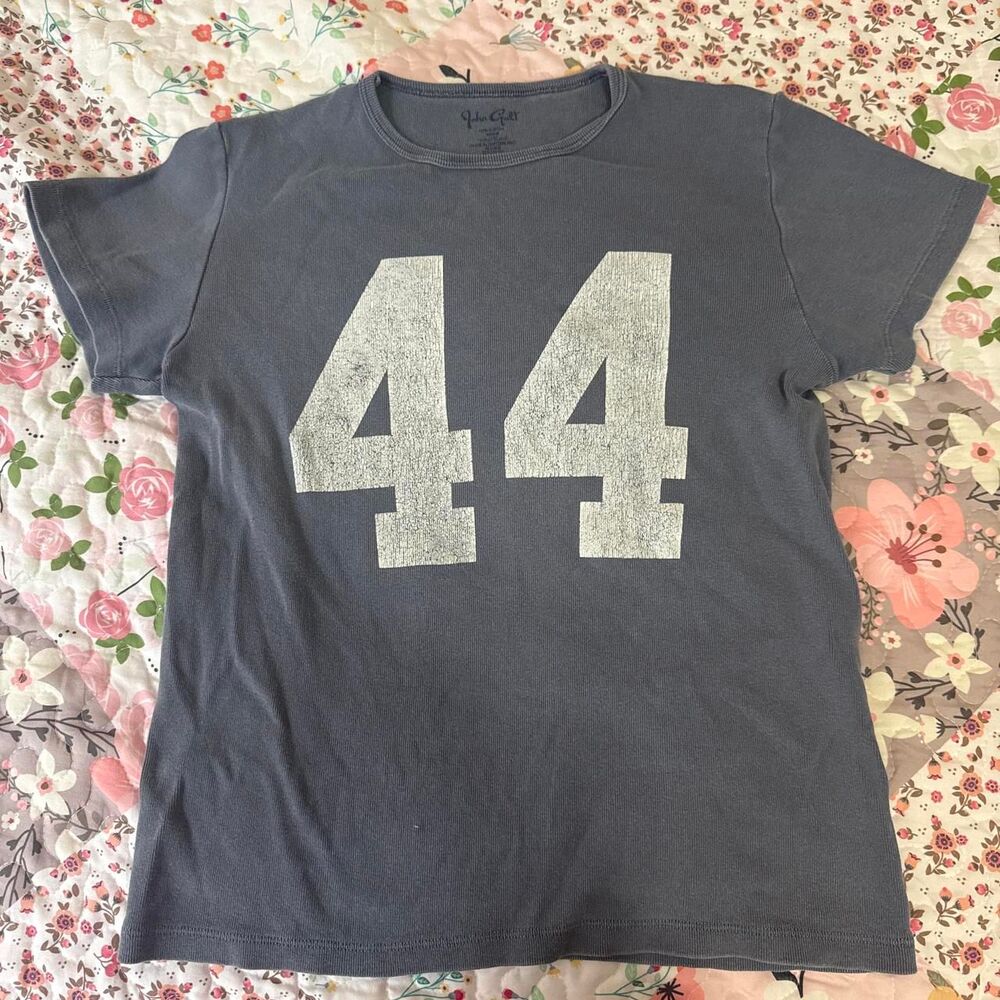 Brandy-melville Women's Navy and Grey T-shirt